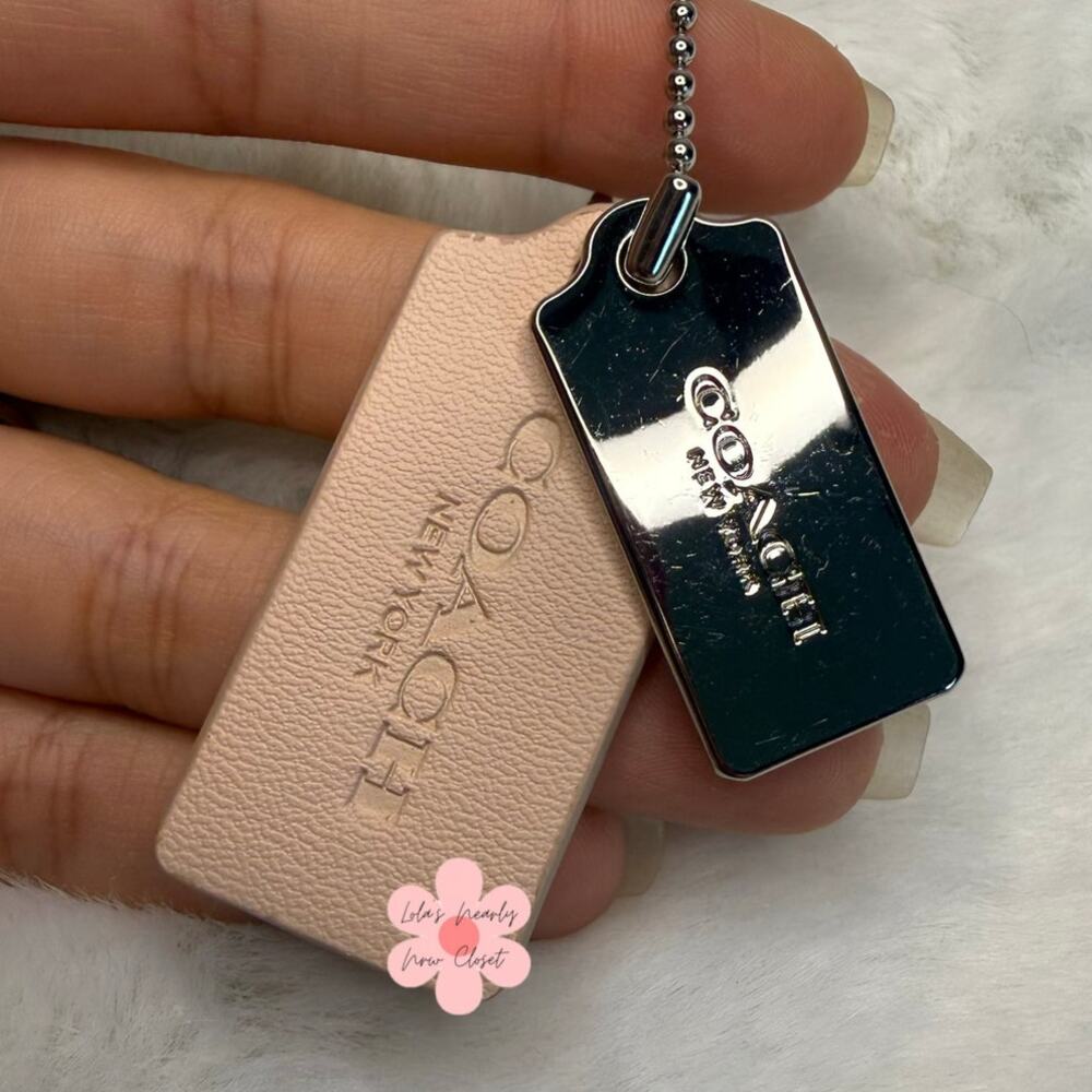 1.5" COACH Cream Silver Hang Tag Key Fob Bag Charm Set